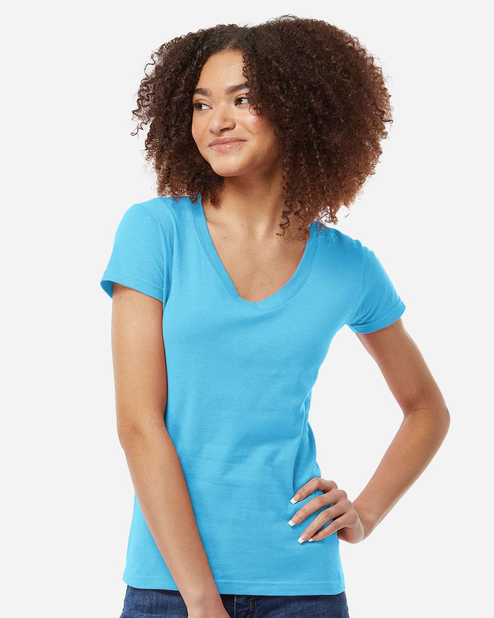 Tultex 214 Women's Fine Jersey V-Neck T-Shirt
