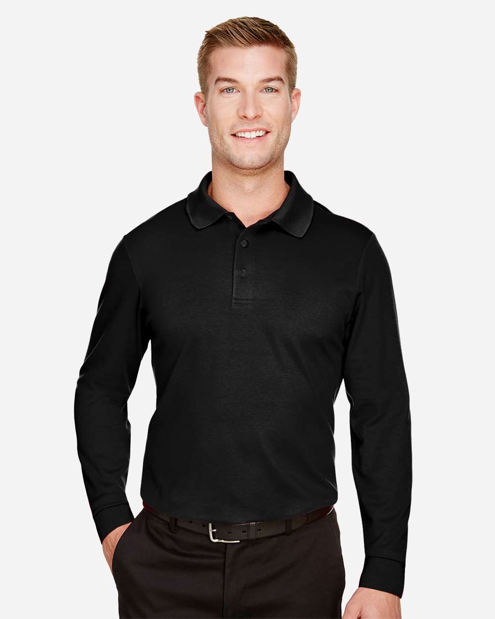 Devon & Jones DG20LT Men's Tall CrownLux Performance® Plaited Long Sleeve Polo