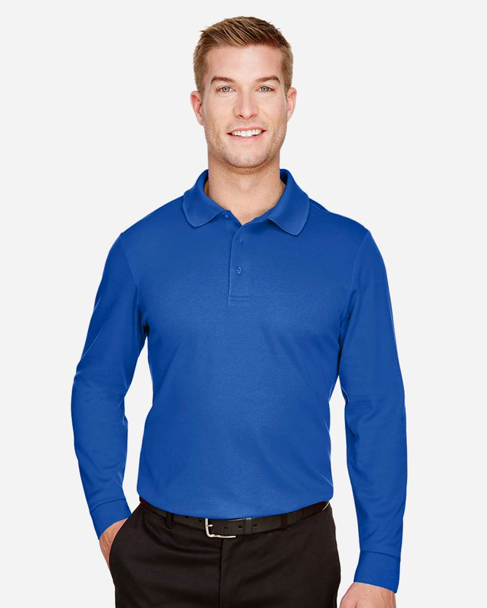 Devon & Jones DG20LT Men's Tall CrownLux Performance® Plaited Long Sleeve Polo