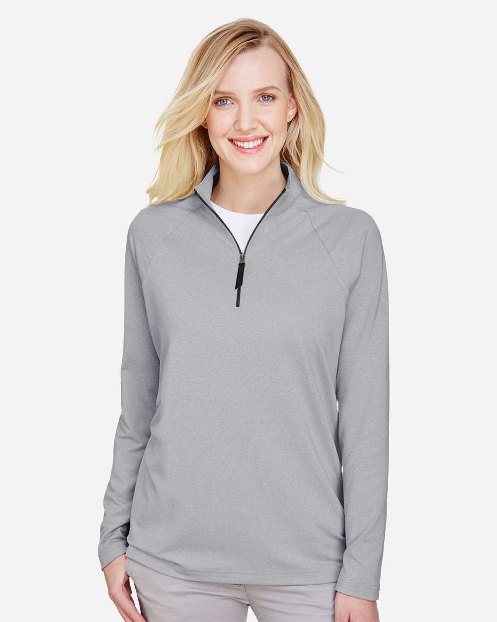Devon & Jones DG480W Women's CrownLux Performance® Clubhouse Micro-Stripe Quarter-Zip Pullover