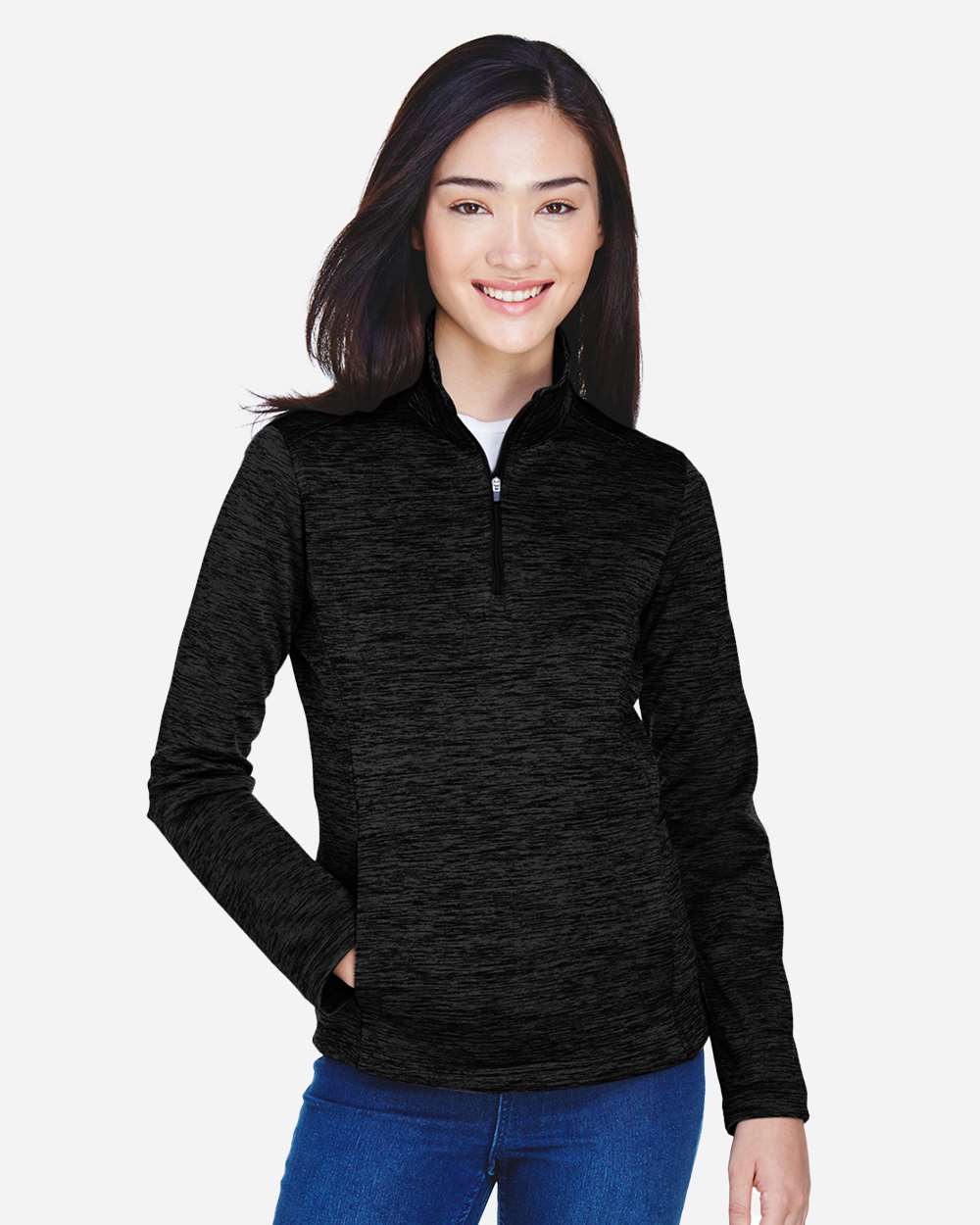 Devon & Jones DG798W Women's Newbury Mélange Fleece Quarter-Zip Pullover