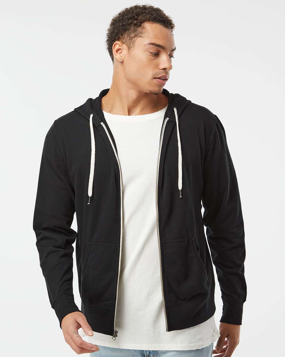 Independent Trading Co. PRM90HTZ Unisex Heathered French Terry Full-Zip Hooded Sweatshirt
