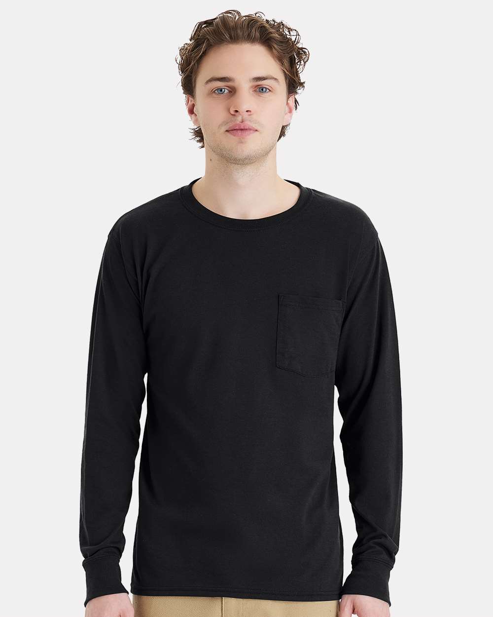 Hanes W120 Unisex Workwear Long Sleeve Pocket T-Shirt