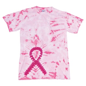Support the fight against breast cancer with this pink ribbon tie dye t-shirt.
