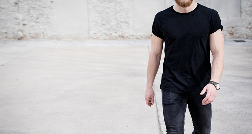 muscular man black t shirt