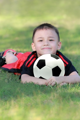 Child with soccer ball