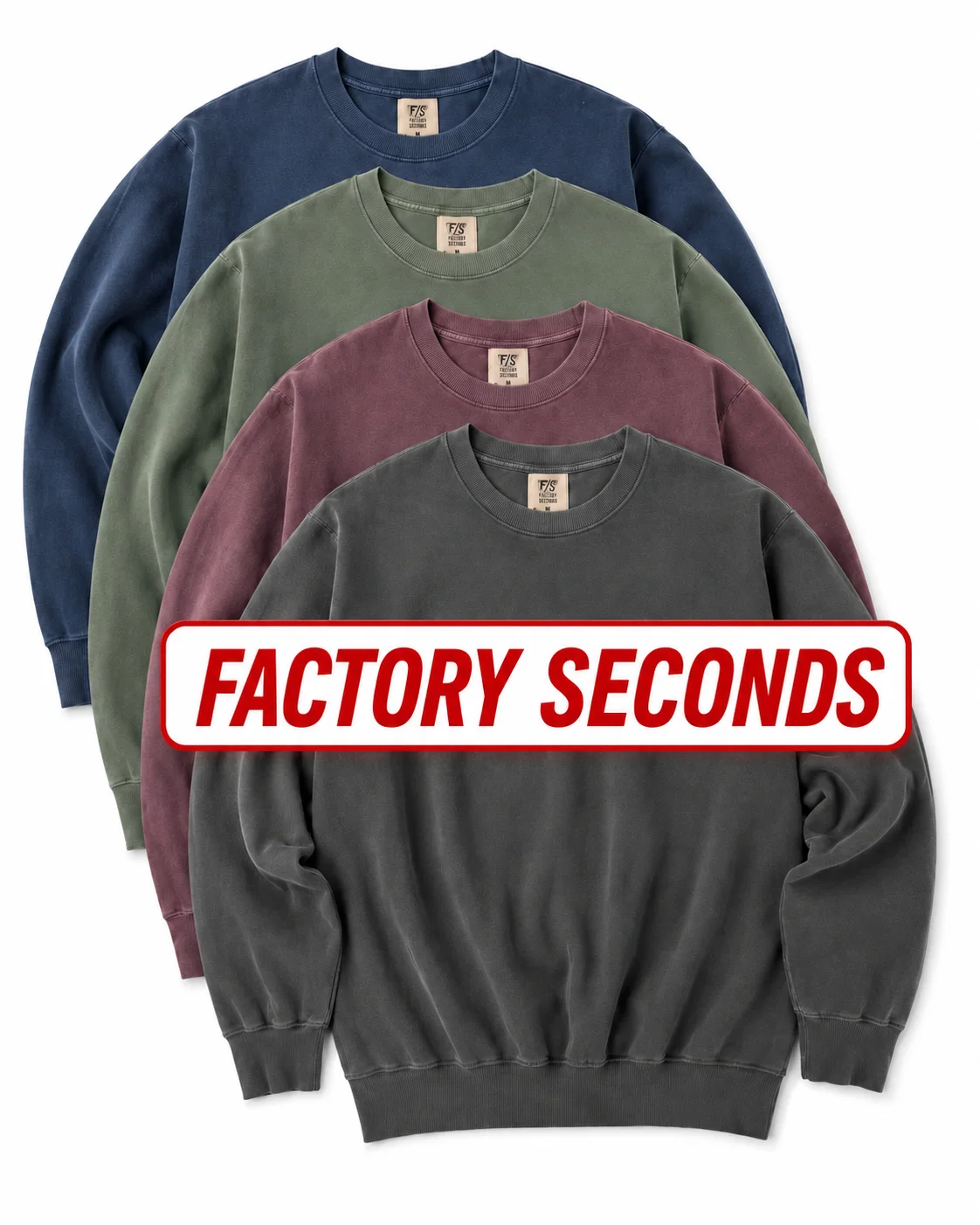 Asst Colors | Unisex Garment-Dyed Crewneck Sweatshirts Factory Seconds *No Returns*